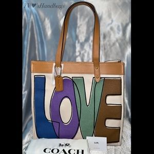 **SOLD**Coach Canvas Tote 38 With Love Print